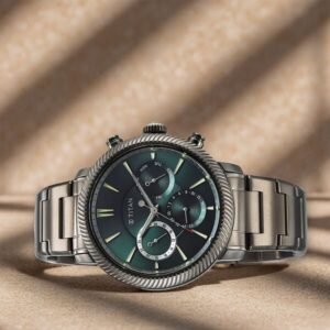 Titan Stellar Quartz Multifunction Green Dial Stainless Steel Strap Watch for Men