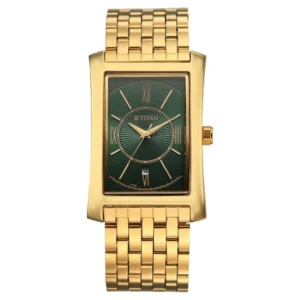 Titan Regalia Allure Analog with Date and Green Dial Yellow Gold Stainless Strap Watch for Men