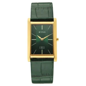 Titan Edge Monture Quartz Analog Green Dial Green Leather Strap Watch For Men