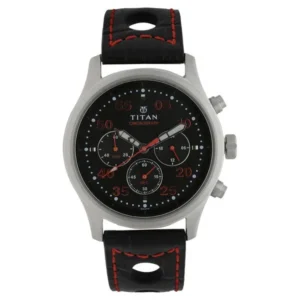 Titan Chronograph Black Dial Leather Strap watch for Men