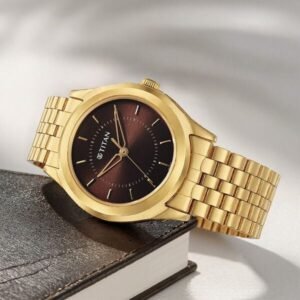 Titan Karishma Zing Quartz Analog Brown Dial Stainless Steel Strap Watch for Men