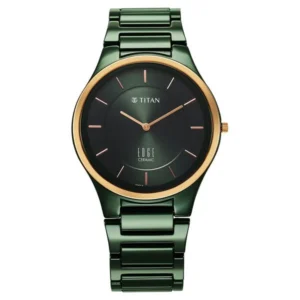 Titan Edge Bicolour Quartz Analog Green Dial And Green Ceramic Strap Watch For Men