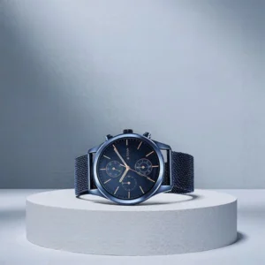 Titan Men's Sartorial Neo Splash: Blue Dial Multifunction Watch with Mesh Strap