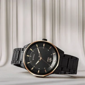 Titan Regalia Opulent Quartz Analog with Date Black Dial Black Stainless Steel Strap Watch for Men