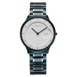 Titan Edge Murals Quartz Analog White Dial Blue Stainless Steel Strap Watch For Men