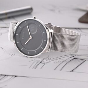 Titan Edge Minimals Quartz Analog Grey Dial Silver Stainless Steel Strap Watch For Men