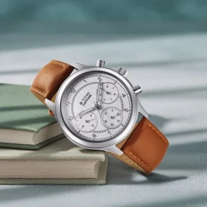 Titan Sapphire Quartz Multifunction White Dial Leather Strap Watch for Men