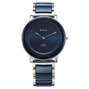 Titan Edge Fusion Quartz Analog Blue Dial Blue Steel & Ceramic Strap Watch for Men