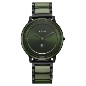 Titan Edge Melange Slim Steel & Ceramic Strap Green Dial Analog Watch For Men