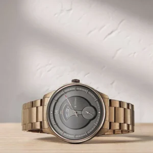 Titan Quartet Brown Dial Analog Stainless Steel Strap watch for Men