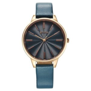 Titan Neo Quartz Analog Blue Dial Leather Strap Watch For Women