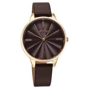 Titan Neo Quartz Analog Maroon Dial Leather Strap Watch For Women