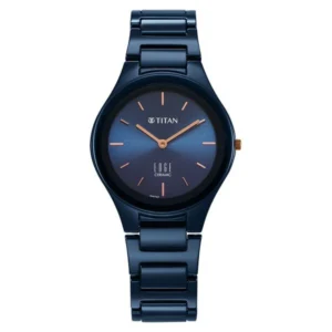 Titan Edge Ceramic Quartz in Atlantic Blue Dial Watch for Women