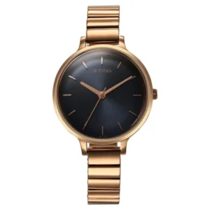 Titan Secluded Quartz Analog Blue Dial Metal Strap Watch For Women