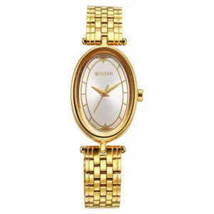 Titan Karishma Quartz Analog Silver Dial Golden Stainless Steel Strap Watch For Women