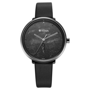 Titan Neo Quartz Analog with Day and Date Black Dial Leather Strap Watch For Women