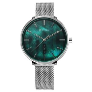 Titan Neo Analog with Day and Date Mother Of Pearl Dial Silver Color Stainless Steel Strap Watch For Women