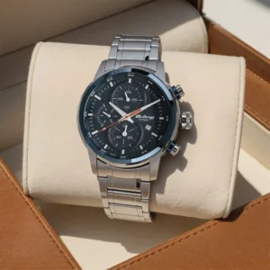 Titan Octane Quartz Chronograph Blue Round Dial Silver Stainless Steel Strap Watch For Men