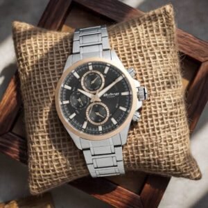 Titan Octane Black Dial Quartz Multifunction Stainless Steel Strap watch for Men