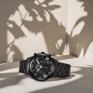 Titan Octane Classic Sporty Black Dial Chronograph Stainless Steel Strap Watch for Men