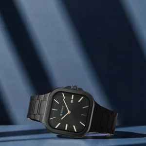 Titan Classique Slim Square Quartz Analog with Date Black Dial Stainless Steel Strap Watch for Men