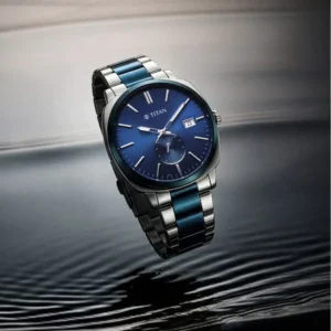 Titan Classique Suave Analog with Blue Dial Silver and Blue Stainless Steel Strap Watch for Men