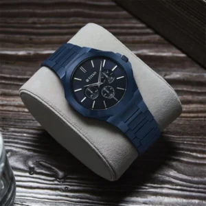 Titan Classic Slim Multifunction Quartz Multifunction Blue Dial Stainless Steel Strap Watch For Men