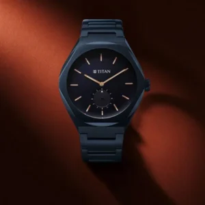 Titan Contour Analog with Small Second and Blue Dial Blue Stainless Steel Strap Watch for Men