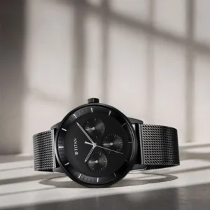 Titan Modern Classics Black Dial Quartz Multifunction Stainless Steel Strap watch for Men