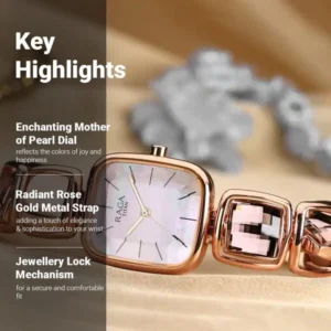 Titan Raga Moments of Joy Mother of Pearl Dial Analog Rose Gold Metal Strap watch for Women