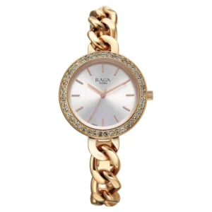 Titan Raga Showstopper Quartz Analog Silver Dial Metal Strap Watch For Women