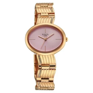 Titan Raga Glimmers Quartz Analog Pink Dial Rose Gold Metal Strap Watch For Women