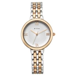 Titan Eminence Quartz Analog White Dial Two Toned Strap Watch For Women