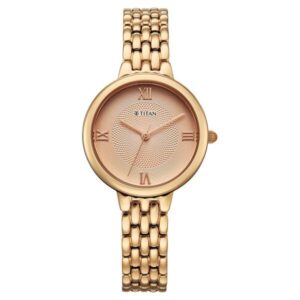 Titan Eminence Quartz Analog Pink Dial Rose Gold Strap Watch For Women