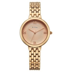 Titan Eminence Quartz Analog Pink Dial Rose Gold Strap Watch For Women