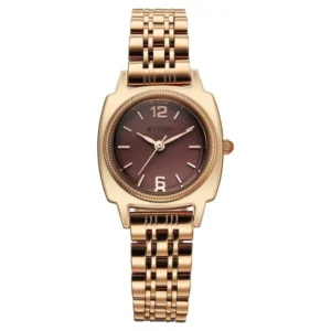 Titan Eminence Quartz Analog Red Dial Rose Gold Strap Watch For Women